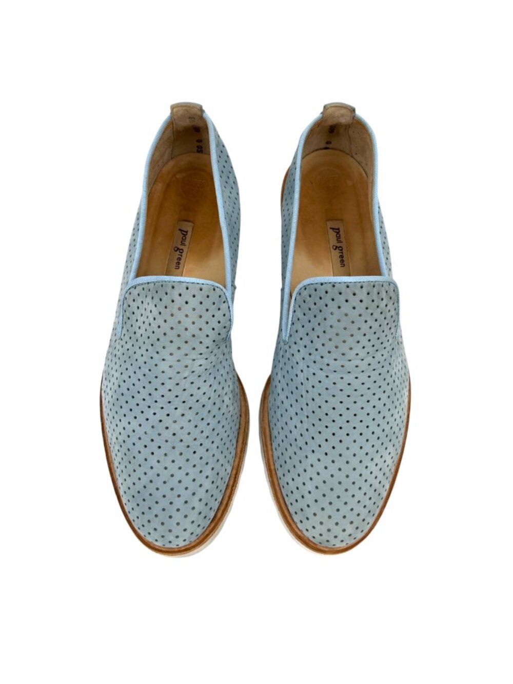 Paul Green Cailey Loafer Light Blue Perforated Slip-on White Sole Size 8 US